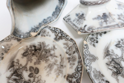 Approx. 60 Mulberry Ironstone Transferware Pieces