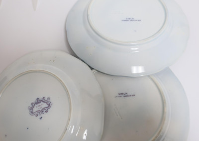 5 Simla Lavender Mulberry Ironstone Plates, 19th C