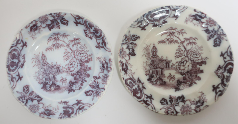5 Simla Lavender Mulberry Ironstone Plates, 19th C