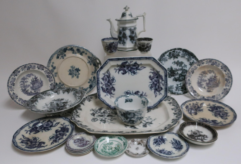 22 Mulberry &amp; Other English Ironstone Transferware