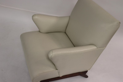 Manner of Wegner White Leather Armchairs, c 1950