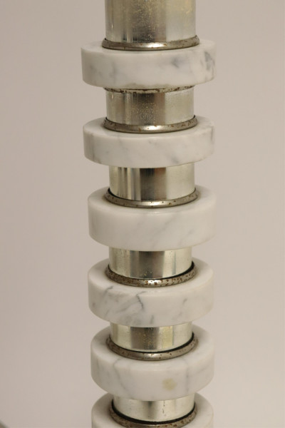 Pr American 1970&apos;s Chrome &amp; Marble Lamps