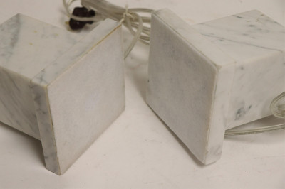 Pr American 1970&apos;s Chrome &amp; Marble Lamps