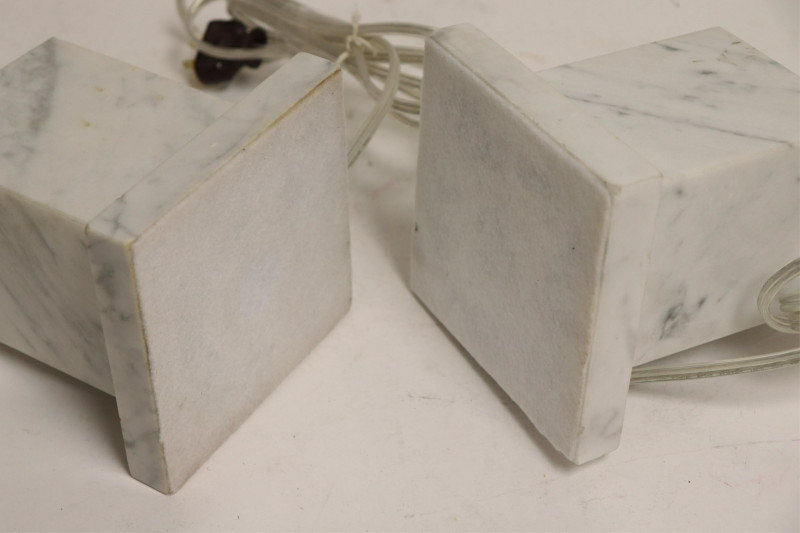 Pr American 1970&apos;s Chrome &amp; Marble Lamps