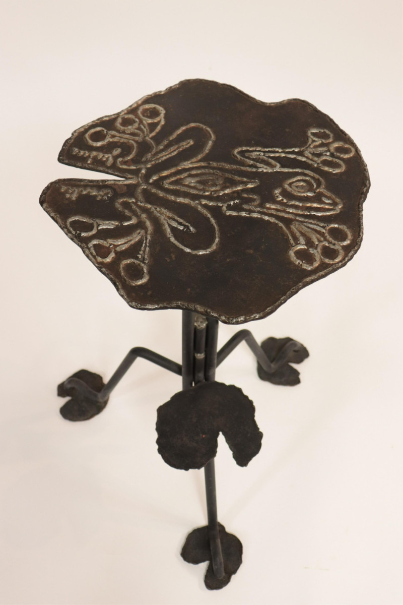 Brutalist Welded Iron Lily Pad Table, circa 1980