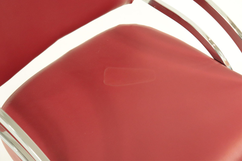 6 Pace Red Leather &amp; Chrome Armchairs, c.1980