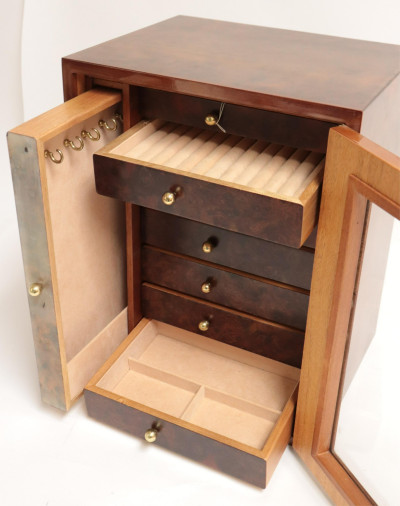 Gentili Burl Walnut Jewelry Cabinet, circa 1980