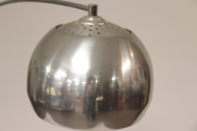 1970&apos;s Chrome &amp; Cast Iron Arc Floor Lamp, Kovac