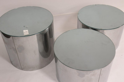 Set of 3 Chrome Drum Tables