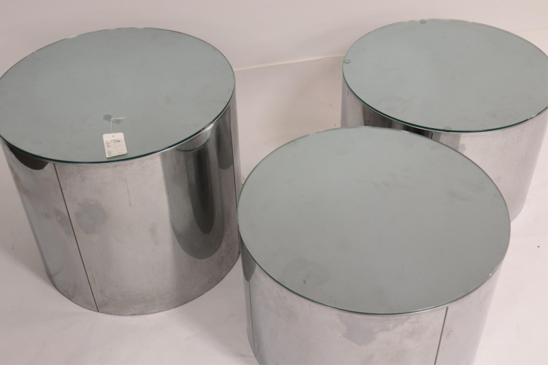 Set of 3 Chrome Drum Tables