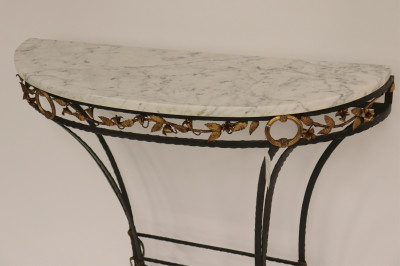 Neoclassic Parcel Gilt Wrought Iron Console/Mirror