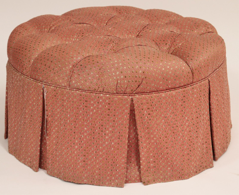 Victorian Style Dusty Rose Silk Brocade Pouf