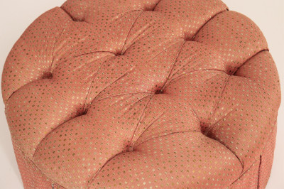 Victorian Style Dusty Rose Silk Brocade Pouf