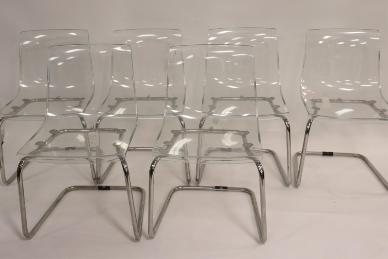 6 Carl Ojerstam Lucite &amp; Chrome &quot;Tobias&quot; Chairs