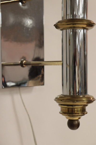 Pair 1970&apos;s Chrome &amp; Brass Wall Light, Forecast