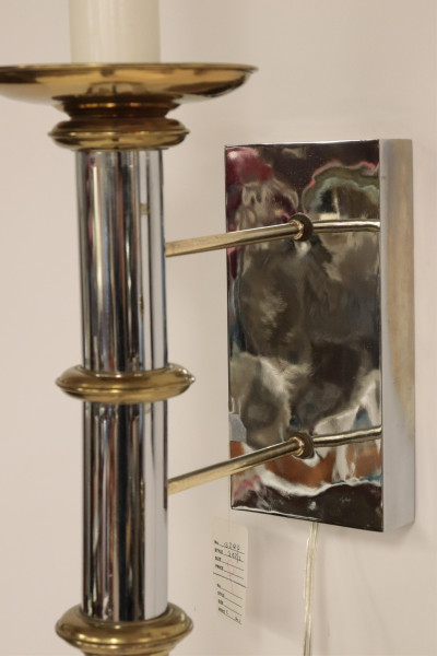 Pair 1970&apos;s Chrome &amp; Brass Wall Light, Forecast