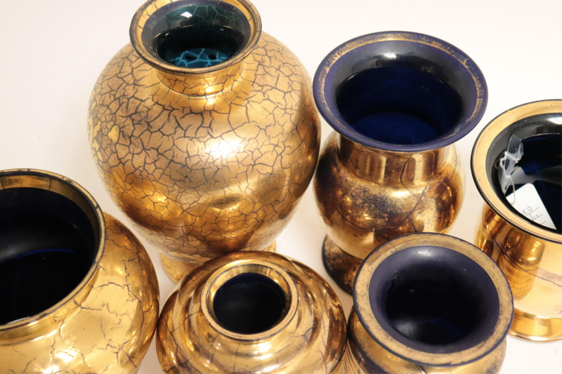 11 Saint Prex Gilt Cobalt Glass Vases