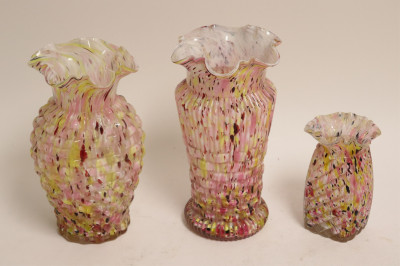 10 Clichy Mottled Glass Vases &amp; Bowls, 1930