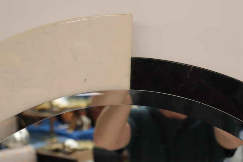 Karl Springer Style Black &amp; white Marble Mirror
