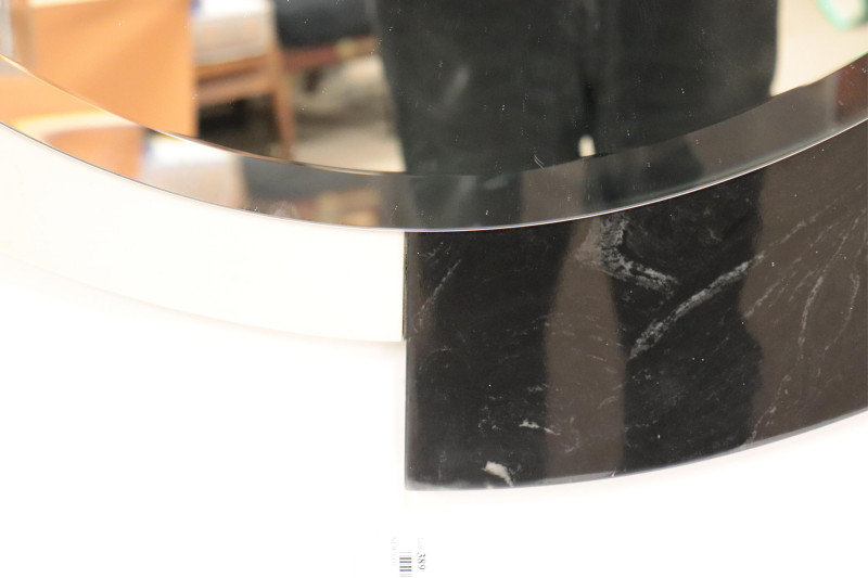 Karl Springer Style Black &amp; white Marble Mirror