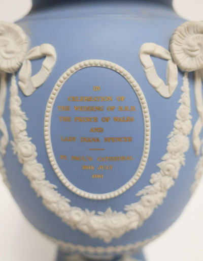 Wedgwood Blue Jasperware Vase, Frank Brookes