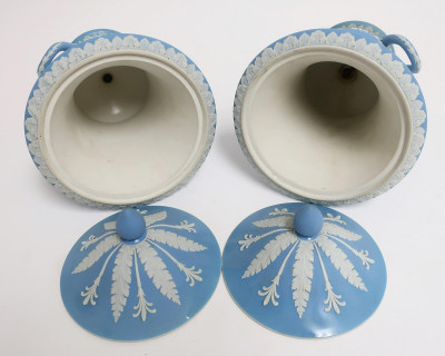 Pair Wedgwood Light Blue Ground Jasper Dip Vases