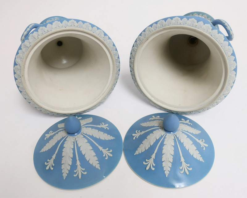 Pair Wedgwood Light Blue Ground Jasper Dip Vases