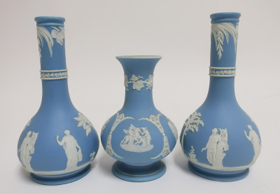 3 Wedgwood Jasper Dip Vases