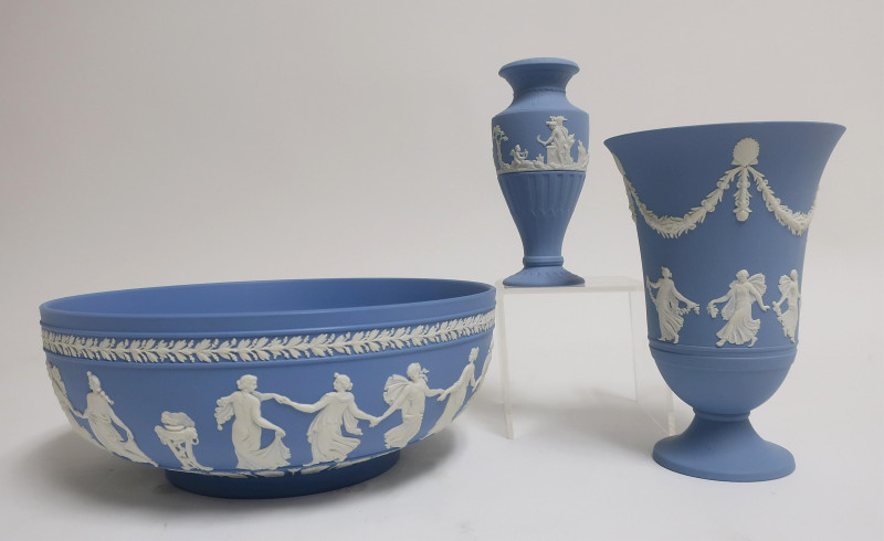 Wedgwood Jasperware Dancing Hours Bowl &amp; Vases