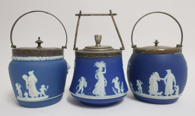 3 Wedgwood Jasper Dip Biscuit Jars