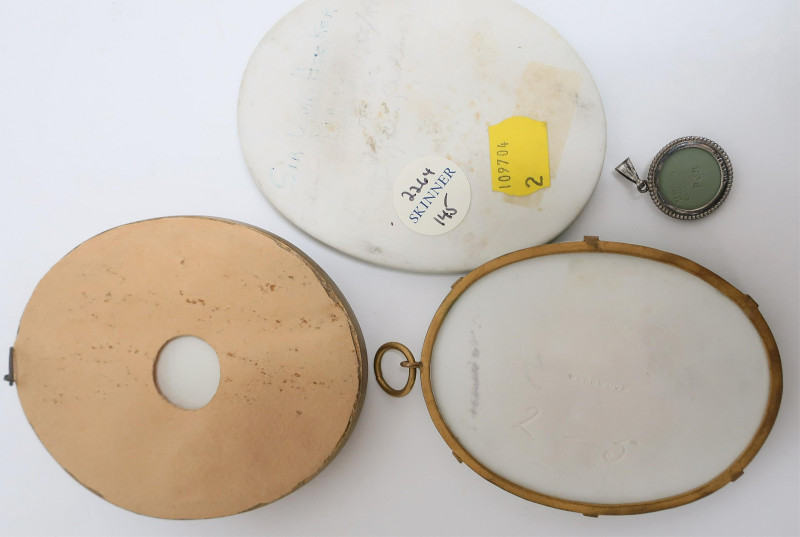 3 Wedgwood Green Jasper Dip Plaques &amp; Pendant