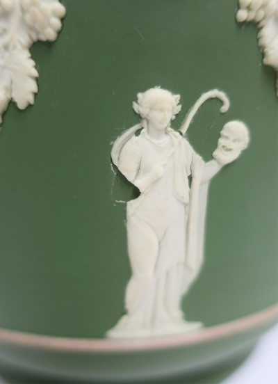 2 Wedgwood Deep Green Jasper Dip Jardinieres