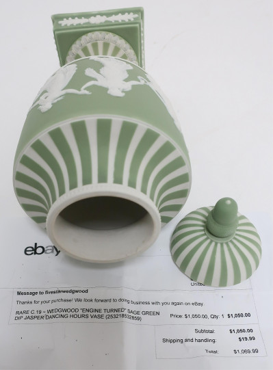 Wedgwood Green Dip Jasper Dancing Hours Vase