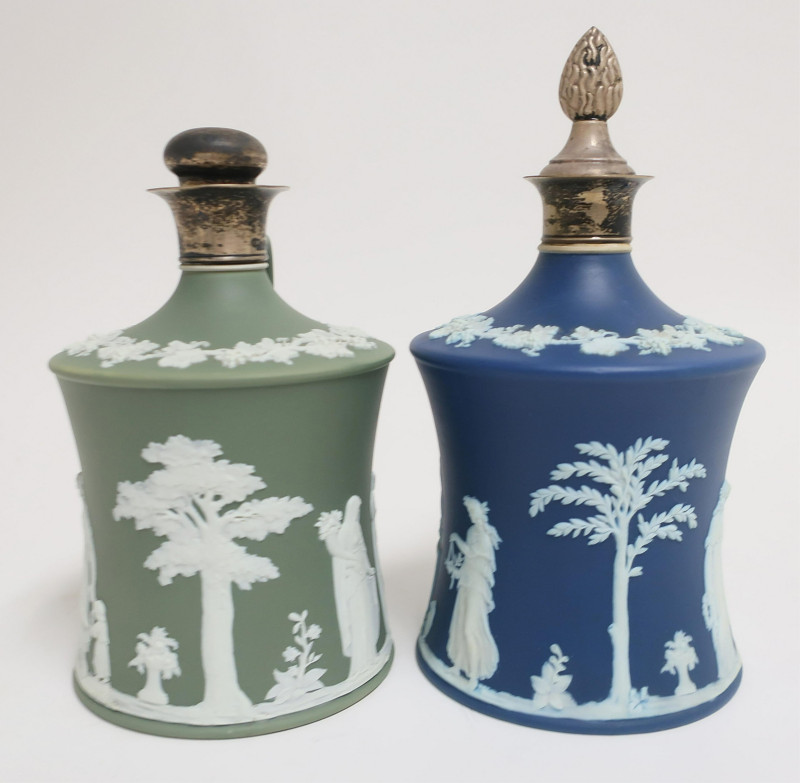 2 Wedgwood Jasper Dip Handled Bottle/Decanters