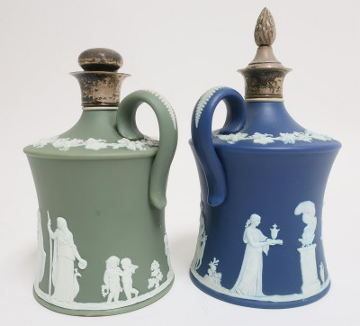 2 Wedgwood Jasper Dip Handled Bottle/Decanters