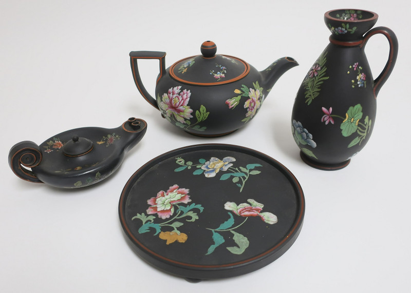 4 Black Basalt Wedgwood Items