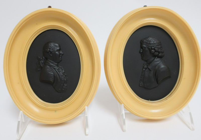 2 Wedgwood Black Basalt Plaques, Bentley &amp; Josiah