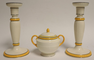 7 Pieces of Wedgwood, Yellow on Cream