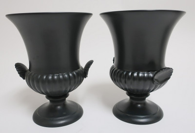4 Wedgwood Black Glazed Campagna Shaped Urns