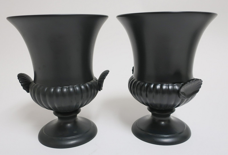 4 Wedgwood Black Glazed Campagna Shaped Urns