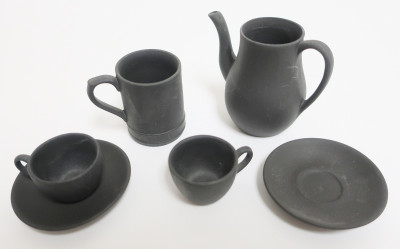 9 Wedgwood Miniature Black Basalt Tea Wares