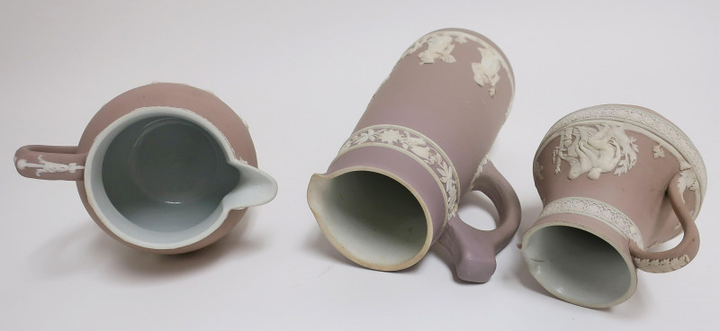 3 Wedgwood Lavender Dip Jasper Pitchers