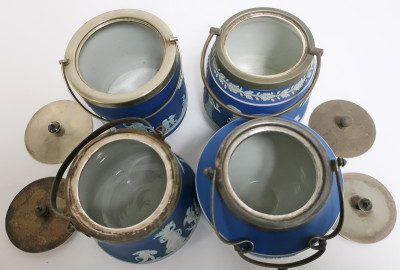 4 Wedgwood Dark Blue Jasper Dip Biscuit Jars