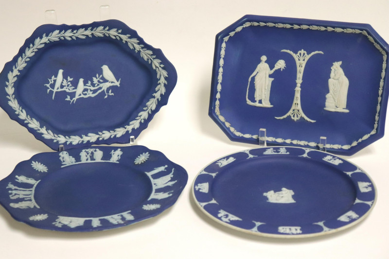 4 Wedgwood Dark Blue Jasper Dip Trays