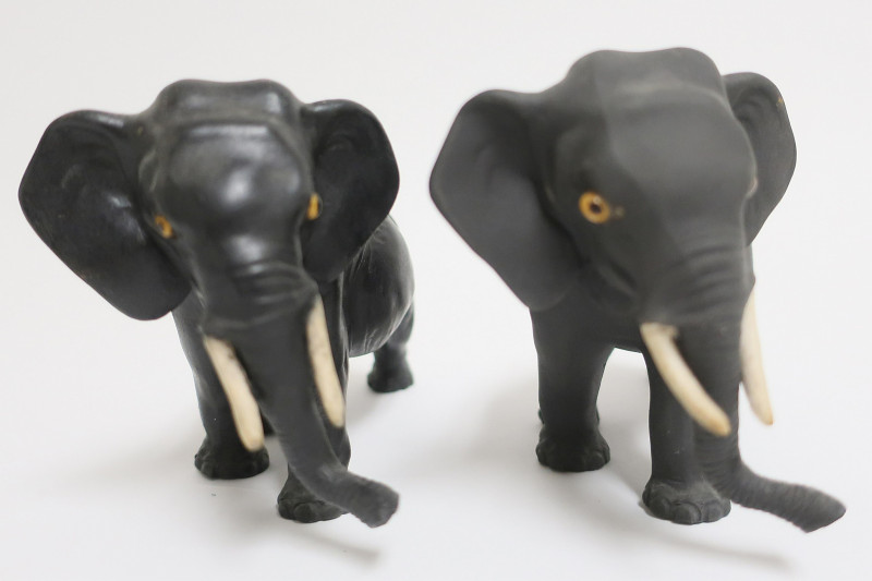 Pair of Wedgwood Black Basalt Elephants