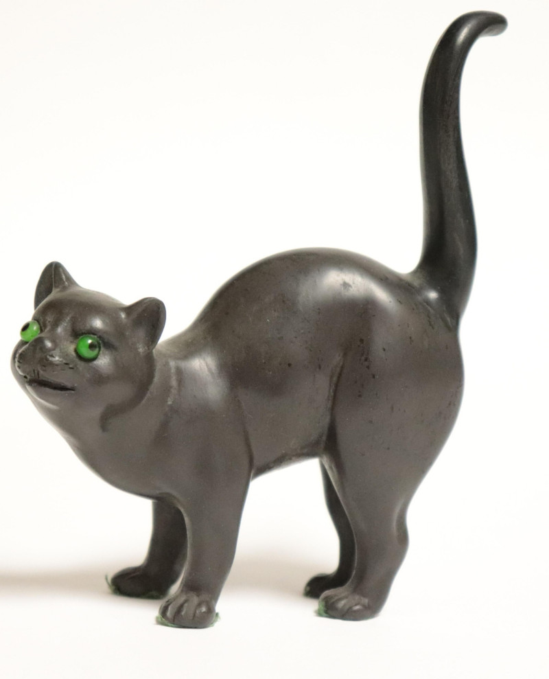 Wedgwood Black Basalt Cat with Glass Eyes