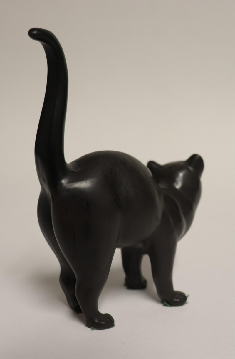 Wedgwood Black Basalt Cat with Glass Eyes