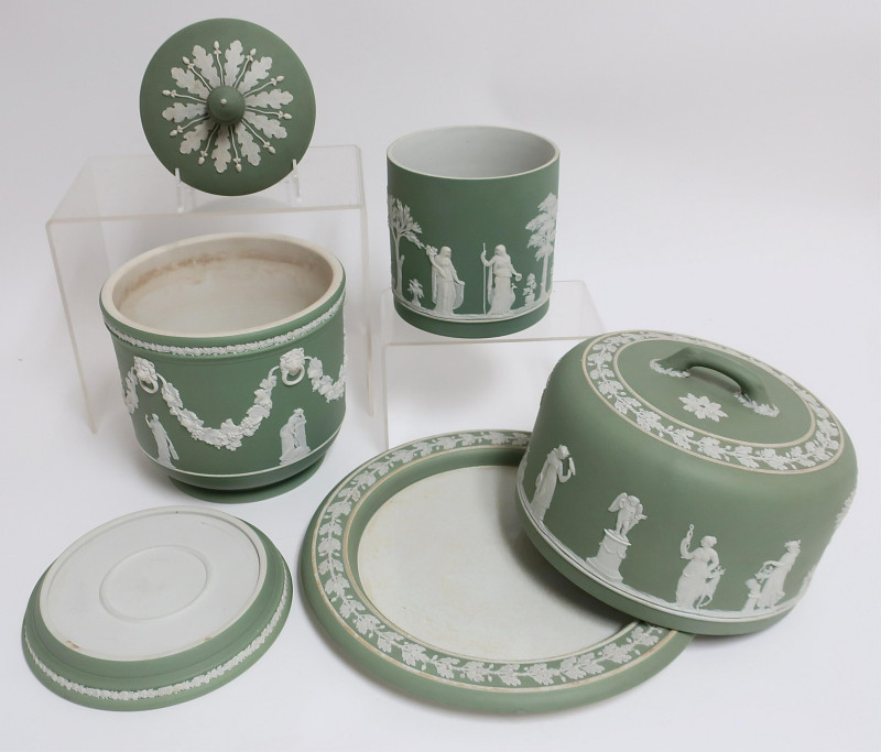 3 Wedgwood Green Jasper Dip Containers