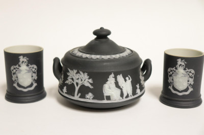 10 Wedgwood Black Jasper Dip Vases/Containers