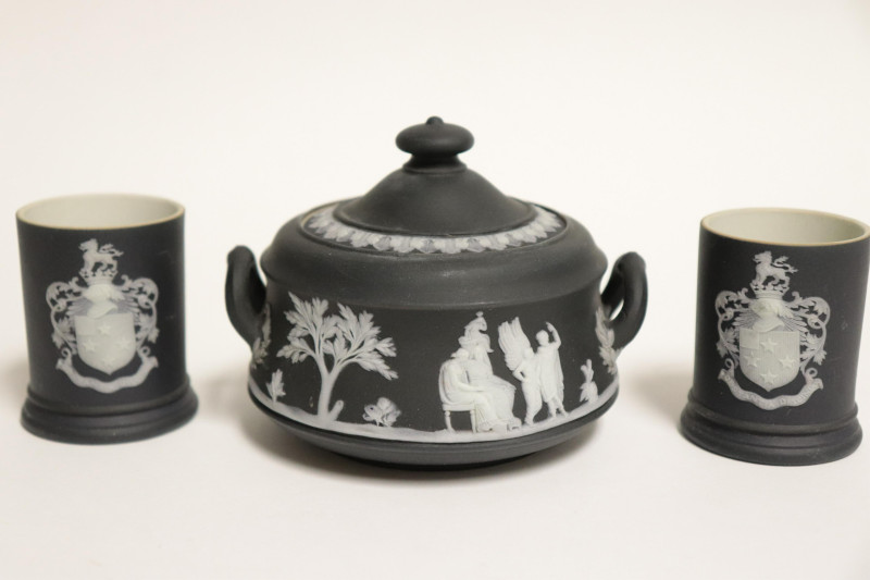10 Wedgwood Black Jasper Dip Vases/Containers